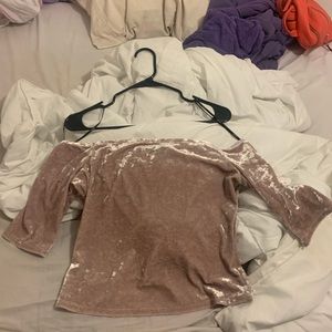 velvet off the shoulder crop top